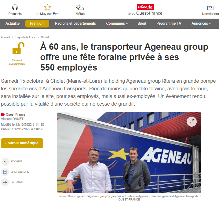 À 60 ans, le transporteur Ageneau group offre une fête foraine privée à ses 550 employés