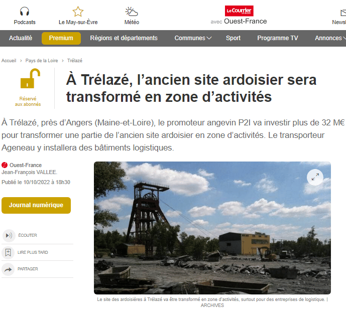 À Trélazé, l’ancien site ardoisier sera transformé en zone d’activités