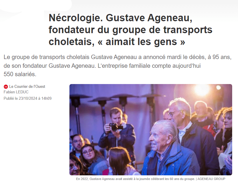 Gustave Ageneau, fondateur d’Ageneau Transports à Cholet !