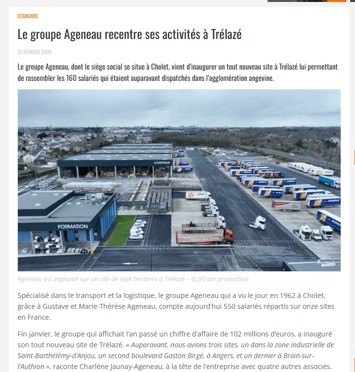 Le Groupe Ageneau centralise ses activités à Trélazé