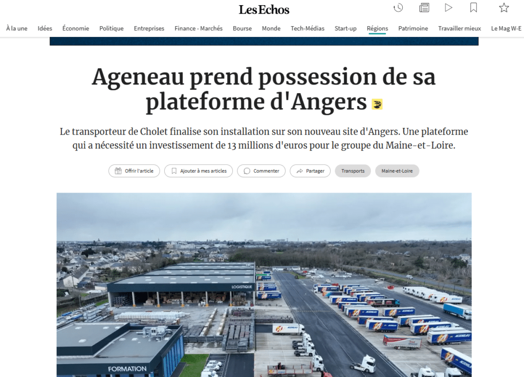 Ageneau Group prend possession de sa nouvelle plateforme à Angers